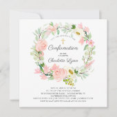 シック&エレガント赤面ピンクフローラ確認 招待状 (正面)