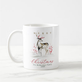 シック エレガント ラスティック ウォーターカラー 鹿 クリスマス コーヒーマグカップ