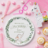 シック・エレファントグリーン男女兼用リー1st誕生日 ペーパープレート (パーティー)