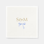 シック・オフ・ホワイト |ブルーリボン結婚の歓迎 スタンダードカクテルナプキン (正面)
