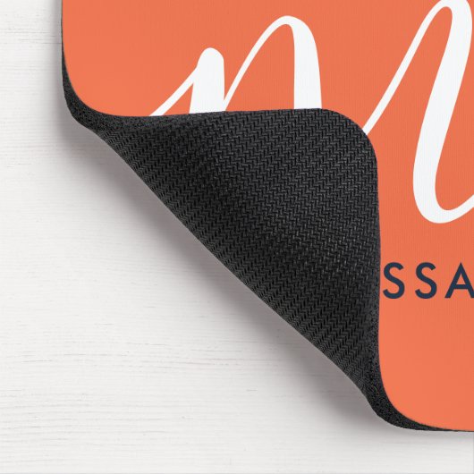 シック・オレンジミニマリストモノグラムの名前とイニシャル マウスパッド (コーナー)