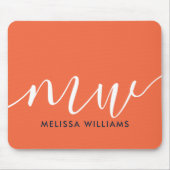 シック・オレンジミニマリストモノグラムの名前とイニシャル マウスパッド (正面)