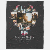 シック・カスタム18枚の写真のハートが彼の為に整形される フリースブランケット (正面)