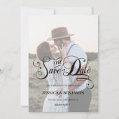 シック·カリグラフェイクティ·ヴェラム効果写結婚真 セーブザデート (正面)