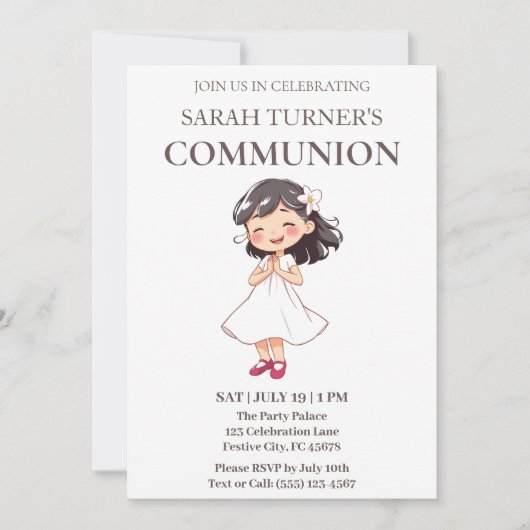 シック・ガールズ・ファースト・コミュニオン 招待状 (正面)