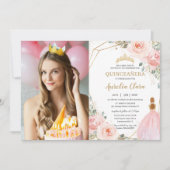 シック・キンセアニラ赤面ピンクフローラ15アノス写真 招待状 (正面)