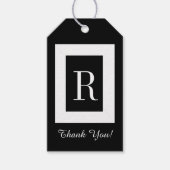 シック・ギフトラベル「ありがとう！」 黒モダンと白 ギフトタグ (正面)
