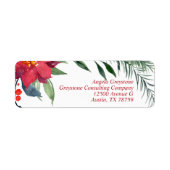 シック・クリスマスポインセチア・ビジネス差出人住所 ラベル (正面)