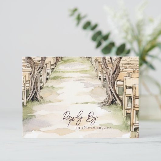 シック・グラフインスパイアィンワイナリー素朴結婚ズ 出欠カード (スタンド正面)