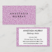 シック&グラムガーリー薄紫パープルグリッタースパークレス 名刺 (正面/裏面)