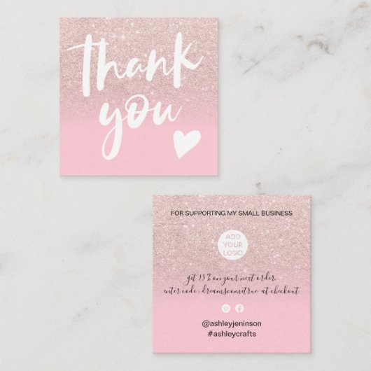 シック·グリッターガーリー·ピエレガントンクモダン感謝してい君 スクエア名刺 (正面/裏面)