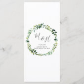 シック・グリーンリー植物性庭園の結婚式メニュー プログラム (裏面)