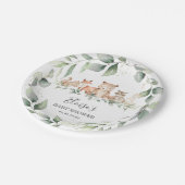 シック·グリーン·ウッドランド·アニマルズ·ベイビー·シャワー·ニュートラル ペーパープレート (アングル)