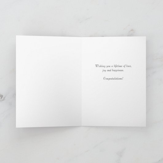 シック・グリーン・ホワイトフローラおめでとう結婚ズ カード (内部)