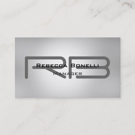シック・グレイ・モノグラム・マネージャ・ビジネス・カード 名刺 (正面)