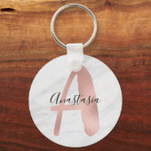 シック&グレーマーブルバラ金ゴールドAモノグラム名 キーホルダー (正面)