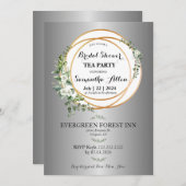 シック&ゴールデン:フローラブライダルシャワーお祝い 招待状 (正面/裏面)