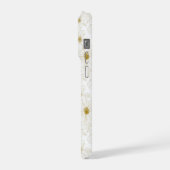 シック ゴールドライン フラワー 白い花柄 iPhoneケース (左側面)