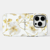 シック ゴールド ホワイト フローラル Case-Mate iPhoneケース (裏面 (横))