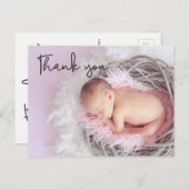 シック・サンキューベビーガール写真誕生のお知らせ ポストカード (正面/裏面)