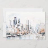 シック・シカゴイリノイ市街スケープのリハーサルディナー 招待状 (裏面)