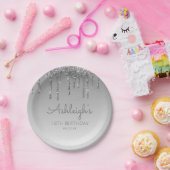 シック・シルバーグリッタードリップ18thバースデーパーティー ペーパープレート (パーティー)