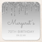 シック・シルバーグリッタードリップ70thバースデーパーティー スクエアペーパーコースター (正面)