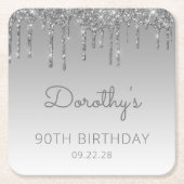 シック・シルバーグリッタードリップ90thバースデーパーティー スクエアペーパーコースター (正面)