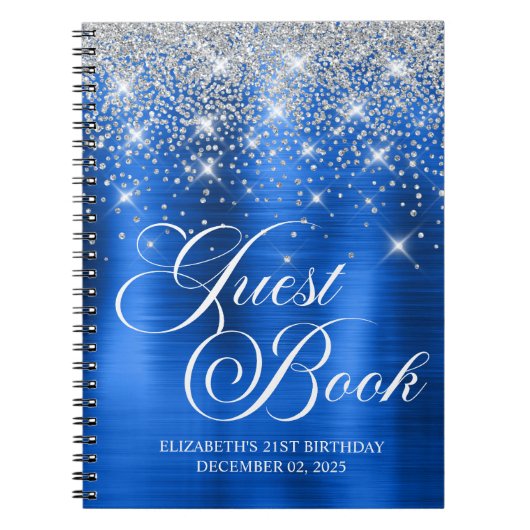 シック・シルバー王室のグリッターブルー21stデイゲストブック ノートブック (正面)