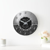 シック・シルバー・グリタ結婚リー25周年 ラージ壁時計 (ホーム)