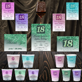 シック・シルバー&グリーングリッター18誕生日ギフト ショットグラス