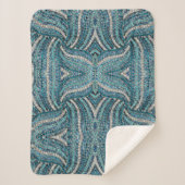 シック·シルバー·グレー·ターコイズ·ブルー·ラインストーン結晶 シェルパブランケット (正面)