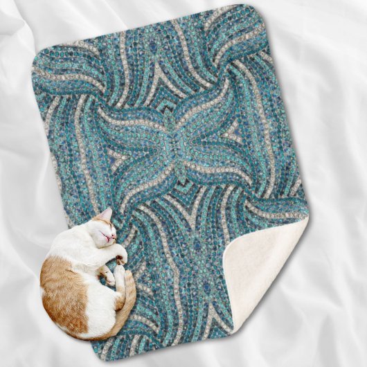 シック·シルバー·グレー·ターコイズ·ブルー·ラインストーン結晶 シェルパブランケット