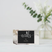 シック・シルバー&ブラック・ネイリスト・ビジネス・カード 名刺 (スタンド正面)