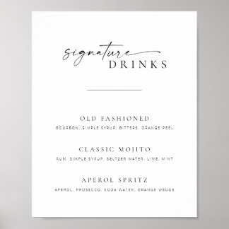 シック+シンプルシグネチャー結婚ドリンクの看板 ポスター