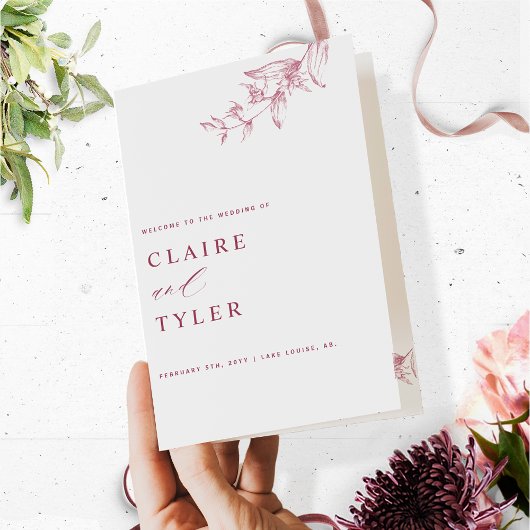 シック&シンプルホワイトブルゴーニュ結婚式 プログラム