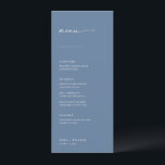 シック シンプルモダンスクリプ結婚トのメニュー |青 メニュー<br><div class="desc">これらのシンプル披露宴モダンは、あなたのメニューの場所の設定に完璧な補完する!セリフフォントとサンセリフ文字を組み合わせた手書きスクリプトの見出し与えは、これらのメニューはクラシックでクリーンな外観。メニューの項目結婚と、カップルの名前と日付を下に表示し結婚て、メニューをパーソナライズする。また、「パーソナリクリックゼーションカスタマイズ」タブで間隔の調整、背景色の変更、またはデザインに対する高度な変更を行う必要がある場合は、「さらに進む」ことができます。このメニュもしーデザインが大好きで、一致する結婚式の日の便モダン具のためのスクリプトコレクションをチェック!</div>