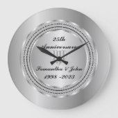 シック・ジオグラフィック25結婚thシルバーのアニバーサリーラー ラージ壁時計 (正面)