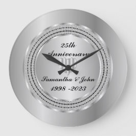 シック・ジオグラフィック25結婚thシルバーのアニバーサリーラー ラージ壁時計