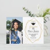 シック·ジモダンオメトリック卒業パーティーの写真 招待状 (スタンド正面)