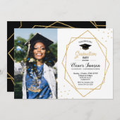 シック·ジモダンオメトリック卒業パーティーの写真 招待状 (正面/裏面)