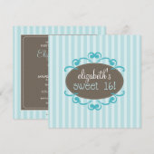 シック·スイート16誕生日パーティーの招待（アクア） 招待状 (正面/裏面)