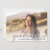 シック・スクリプト写真卒業パーティー 招待状 (正面)