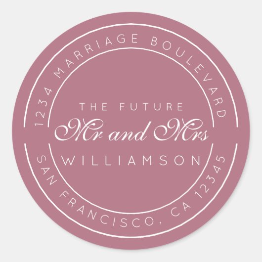 シック・スクリプト未来ミセス結婚ズ差出人住所 ラウンドシール (正面)
