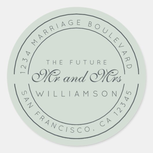 シック・スクリプト未来ミセス結婚ズ差出人住所 ラウンドシール (正面)