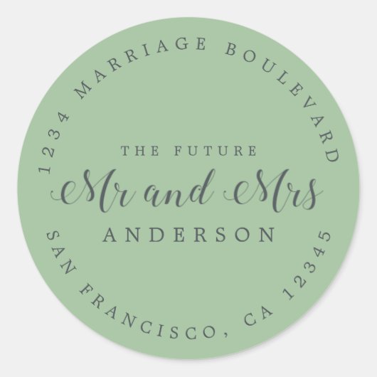 シック・スクリプト未来ミセス結婚ズ差出人住所 ラウンドシール (正面)