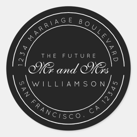 シック・スクリプト未来ミセス結婚ズ差出人住所 ラウンドシール (正面)