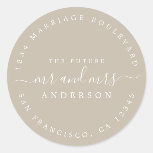 シック・スクリプト未来ミセス結婚ズ差出人住所 ラウンドシール (正面)
