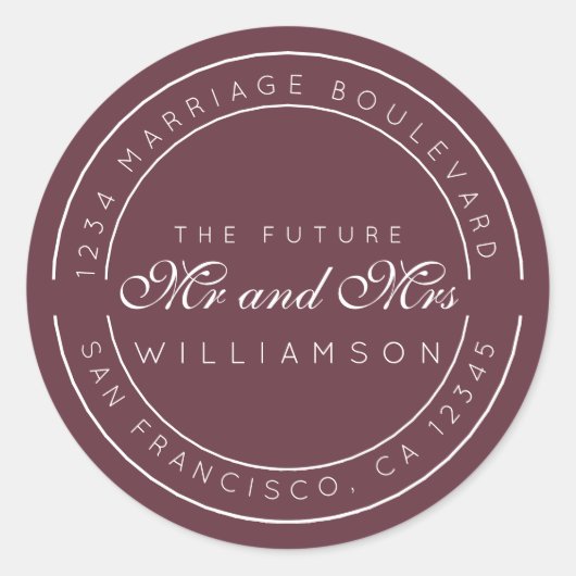 シック・スクリプト未来ミセス結婚ズ差出人住所 ラウンドシール (正面)