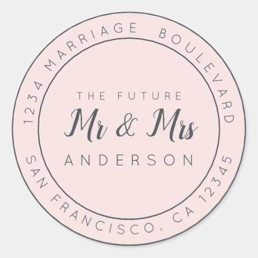 シック・スクリプト未来ミセス結婚ズ差出人住所 ラウンドシール (正面)